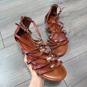 Womens Brown Strappy Gladiator Sandals
